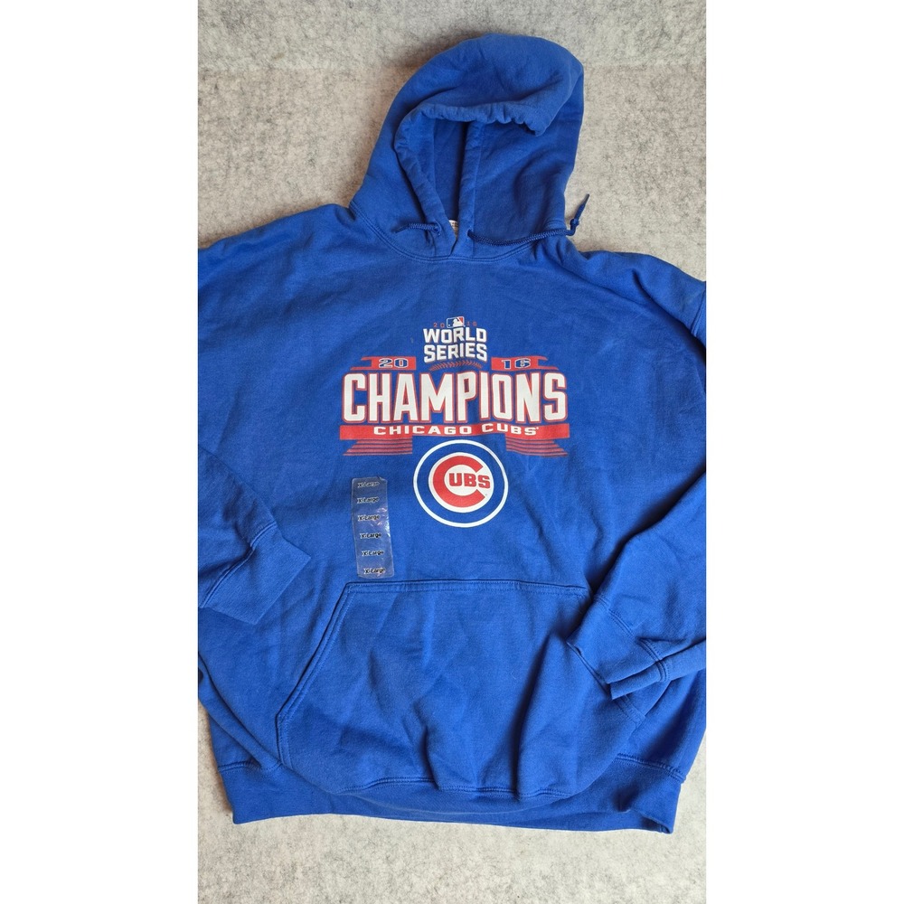 Chicago Cubs 2016 World Series Champions Hoodie Blue Gildan XL NEW